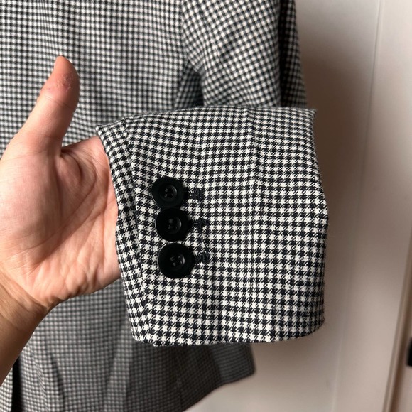 Talbots Gray White Black Houndstooth Blazer Wool Blend sz 6P - Picture 4 of 8